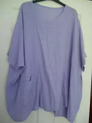 One Size Lavender Made In Italy 100% Cotton Top With Pockets BNWT • £5.20