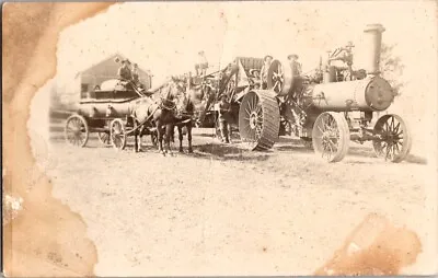 RPPC Postcard Horse Drawn & Steam Powered Farm Equipment Tractor Farmers   F-331 • $89.99