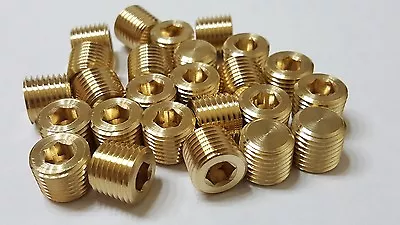 Lot Of 25 Pcs. 1/4  Male NPT Brass Plug Countersunk Hex • $19.95