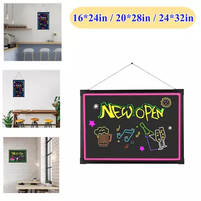 3-Size LED Light Up Writing Board Neon Effect Hanging Message Board Illuminated • $36