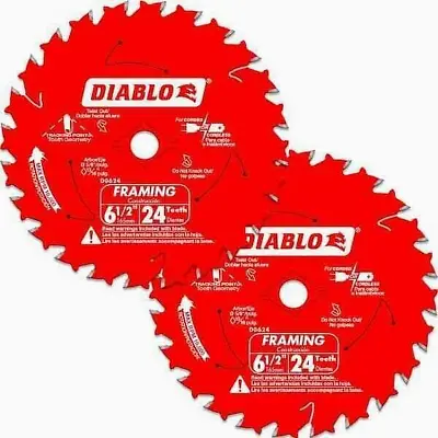 (2 Pack) Diablo Framing Circular Saw Blade 6-1/2 In X 24 Tooth Wood Blades Cuts • $16.65