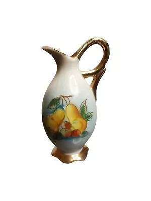 Vintage Ucagco Ceramics Japan Miniature Vase Pitcher Ewer Gold Accents Fruit • $4.50