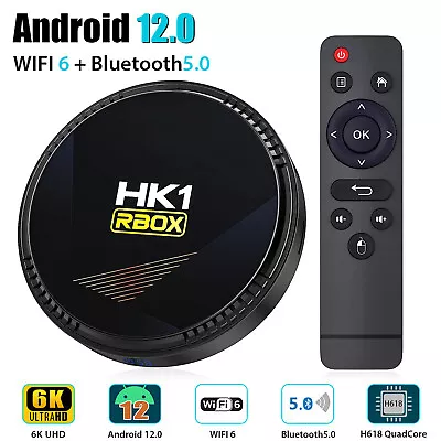 HK1 Rbox-h8 Wifi6 Ultra HD  Android 12 Quad Core Smart TV Box Media Player V9B0 • $29.13