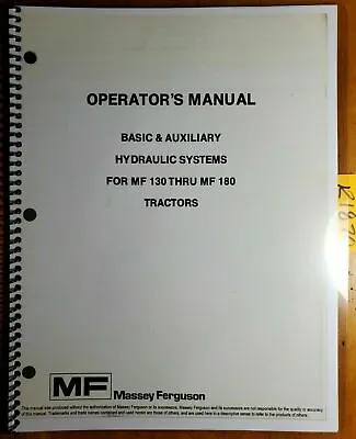 Massey Ferguson 130 135 150 165 175 180 Tractor Hydraulic Manual 690 562 M3 9/73 • $15.99