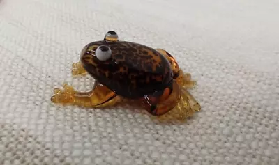 Miniature Glass CANE TOAD FAT FROG Tiny Glass Art Animal Brown Amber 1  • $5