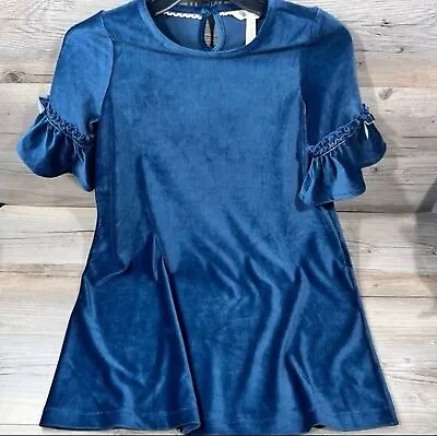 Matilda Jane Size 12 Party In Blue Velour Dress Wonderment Holiday • $22