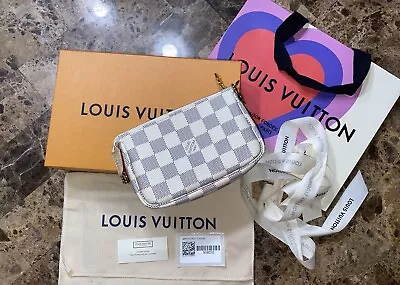 $1224.94 • Buy Louis Vuitton Bag Mini Pochette  White Azur Brand New Discontinued Made France