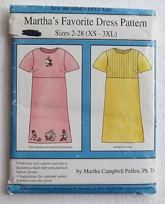 Martha's Favorite Dress Sewing Pattern Sizes 2-28 ( XS-3XL ) Martha Pullen Uncut • $5.49