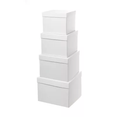 GIFT BOX SET OF 4 SQUARE White Nesting Toy Storage Hamper Flowers Floral Wedding • $35