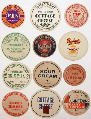 Vintage Milk Bottle Caps LOT OF 12 DIFFERENT Originals Large Size New Old Stock • $7.49