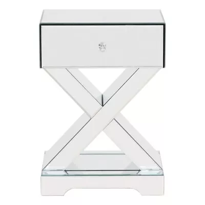 Better Home Products Mirrored Nightstand One Drawer Mirrored Modern Side Table • $177.60