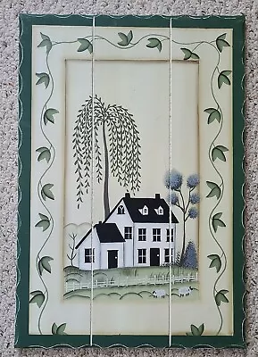 $19.95 • Buy Primitive Folk Art Beadboard Hand Painted Farm Sheep Pastoral  Plaque Sign 