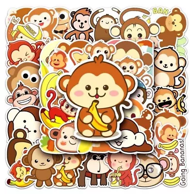 50 Pack Of Adorable Monkey Animals Sticker Set- No Duplicates- Waterproof • $4