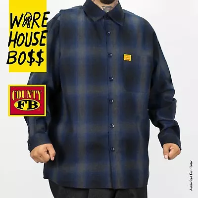 Fb County Mens Casual Long Sleeve Checker Shirt Classic Flannel Shirts Lowrider • $37.95