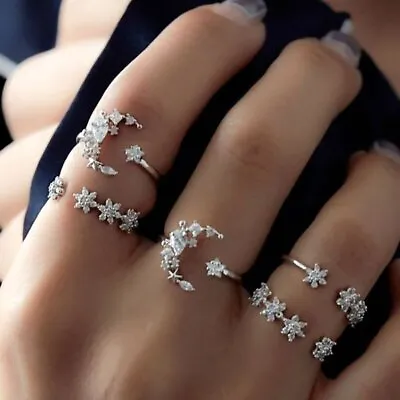 2022 Boho Retro Crystal Butterfly Rings Set Midi Finger Knuckle Women Jewellery • $2.05