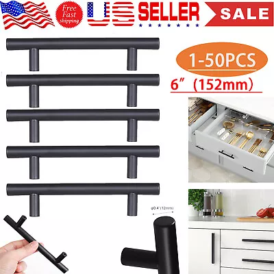 6  T Bar Pulls Modern Cabinet Handles Stainless Steel Kitchen Drawer Door Lot • $5.37