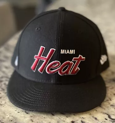 Miami Heat Hat SnapBack Era 9Fifty Black Red Spellout NBA Script Up New • $22