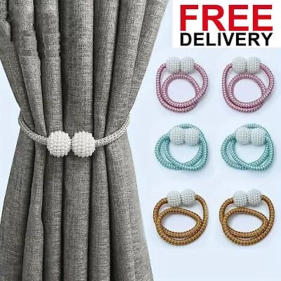 2PACK Magnetic Curtain Tiebacks Tie Backs Buckle Clips Weave Rope Holdbacks Home • £4.99