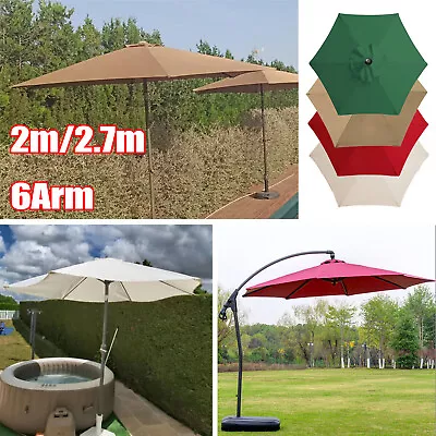 2m 2.7m Replacement Fabric Garden Parasol Canopy Cover 6 Arm Sun Umbrella NEW • £26.29