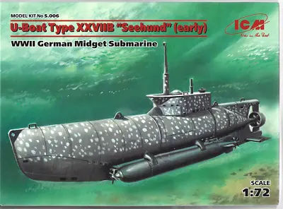 ICM WWII German U-Boat Type XXVIIB Seehund (Early) Midget Submarine 1/72 006 ST • £35.68