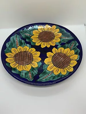 Mexican Hand Painted Sunflower Decorator Plate Wall Hanging • $16