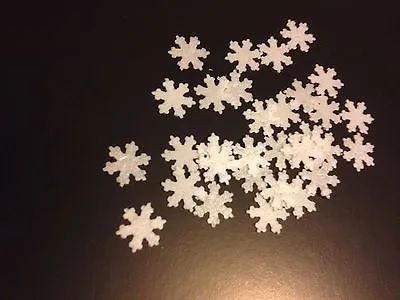 100 Small White Christmas/Frozen Edible Snowflakes Cupcake Cake Topper Confetti • £2.09