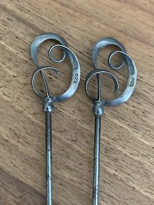 £99.95 • Buy X2 ANTIQUE VINTAGE CHARLES HORNER STERLING SILVER HAT PINS 17cm