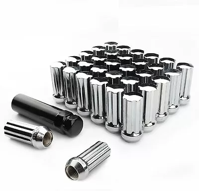 32 Chrome Spline Lug Nuts 14x1.5 For Chevy 8 Lug GMC 2500 3500 HD Duramax + Key • $37.94