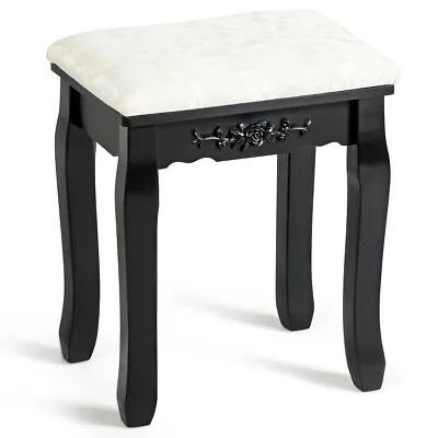 Dressing Stool Vanity Wave Design Makeup Pad Cushioned Chair Piano Seat Black • $49.99