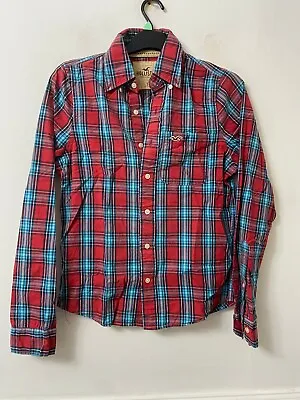 Hollister Red Blue Casual Shirt Size Small Mens Long Sleeve (2240) • £11