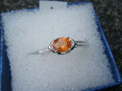 Mandarin Garnet And White Topaz Silver Ring  • $43.16