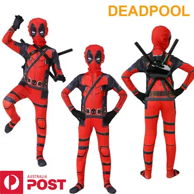 Deadpool Costume Superhero Boys Halloween Bookweek Cosplay Fits 4-12 Years Kids • $29.99
