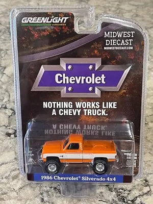 Greenlight 1986 Chevrolet Silverado 4 X 4 Orange & White 1/64 • $9.99