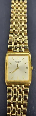 SEIKO Men's Vintage 1995 Gold Tone Watch 7N29-5B29 New Battery • $37.29