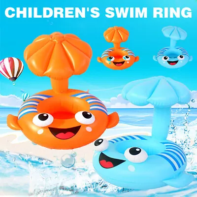 Kids Baby Toddler Swimming Pool Swim Aid Seat Float Boat Ring With Sun Shade • £6.99