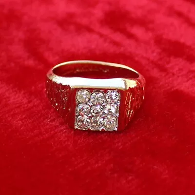 Men's 14k Gold Electroplate Faux Diamond Ring Size 9.5 • $25