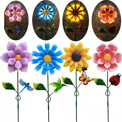 Solar Garden Stakes Lights For Outdoor Decor 4 Pack Waterproof Metal Art Stick  • $35.95