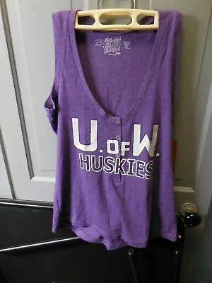 Retro Brand U Of W Huskies Purple Tank Top V Neck Buttons Womens M • $9.99