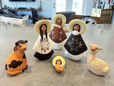 6 Piece Hand Painted Nativity Terracotta Christmas Clay Mexico READ • $24.95