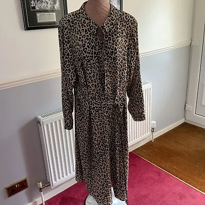 £13 • Buy Evans Long Leopard Print Shirt Dress - Uk 28