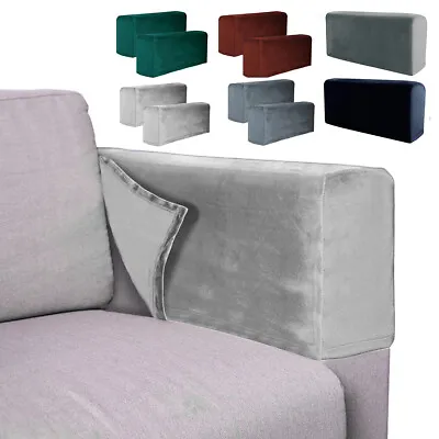 2Pcs Removable Arm Chair Protector Armchair Covers Couch Armrest Stretch Velvet • £5.54