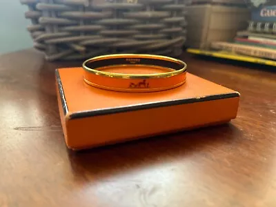$300 • Buy Pre Owned Hermes Caleche Orange Enamel Bangle
