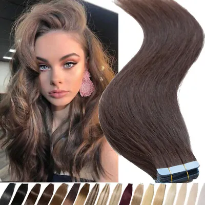 Invisible Tape In Human Hair Extensions Seamless Glue In Skin Weft 100 Remy Hair • $16.07