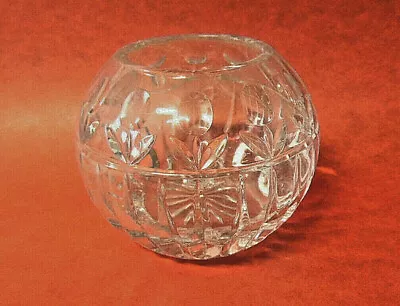 Vintage 24% Lead Crystal Pattern Glass Rose Bowl - Tulip Design - 4.5 Inch • $30