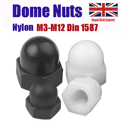£3.11 • Buy M3 M4 M5 M6 M8 M10 M12 Dome Nuts White Black Nylon Plastic Hex Dome Nut Din 1587
