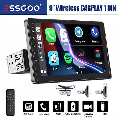 Single 1 DIN 9  Car Stereo Wireless Carplay & Android Auto Bluetooth USB AUX TF • $93.92