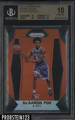 2017-18 Panini Orange Prizm #24 De'Aaron Fox RC Rookie 2/49 BGS 10 PRISTINE • $565