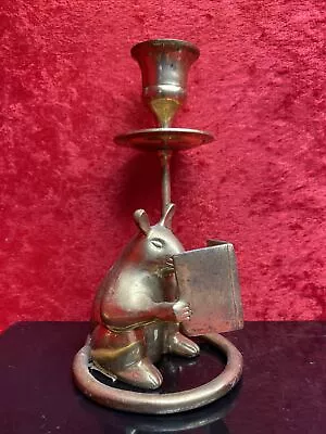 ✨Storage Find✨ Vintage Brass Mouse Reading Figurine Candle Holder • $2.50