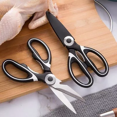 Strong Silver 8 Inch Kitchen Shears With Bottle Opener Cut Meat And Bone • £7.99