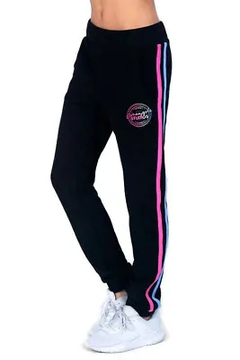 £26 • Buy PINEAPPLE Dancewear Girls Studios Cuff Jogger Trackpants Black With Rainbow Logo